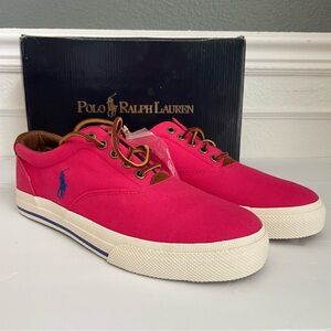 NIB Polo Ralph Lauren Vaughn Canvas/Suede Men's Pink Lifestyle Shoes Size: 8.5 D